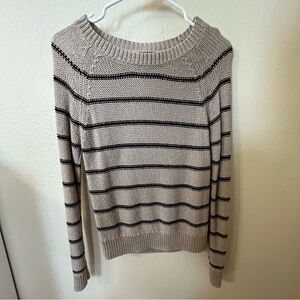 Forever 21 Cream and Black Crew Neck Sweater
